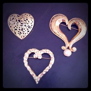 Gold Heart Brooches